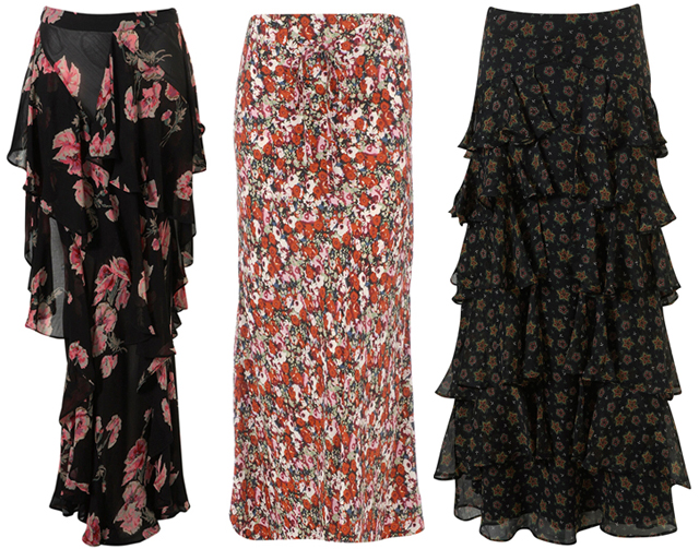 floral and frill maxi skirt