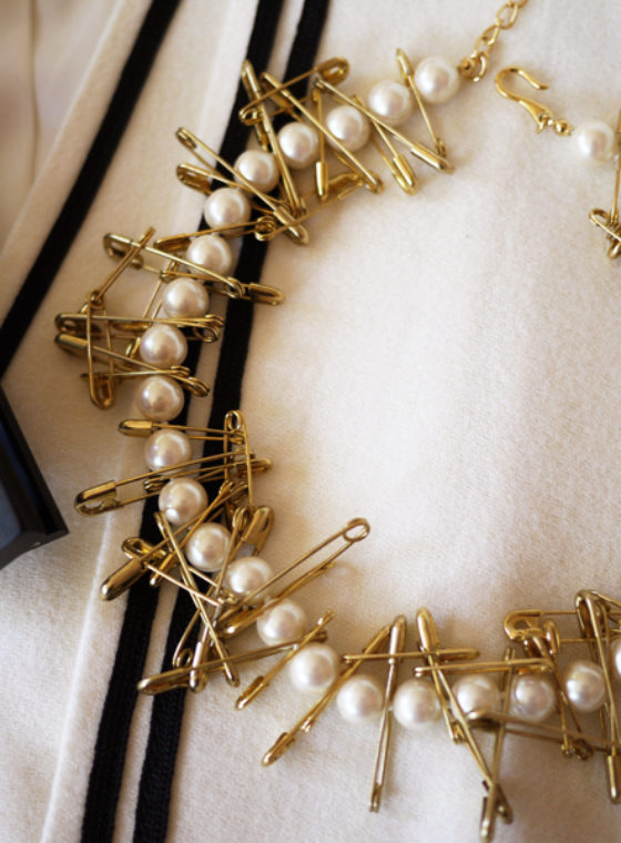 DIY Pearl & Safety Pin Necklace