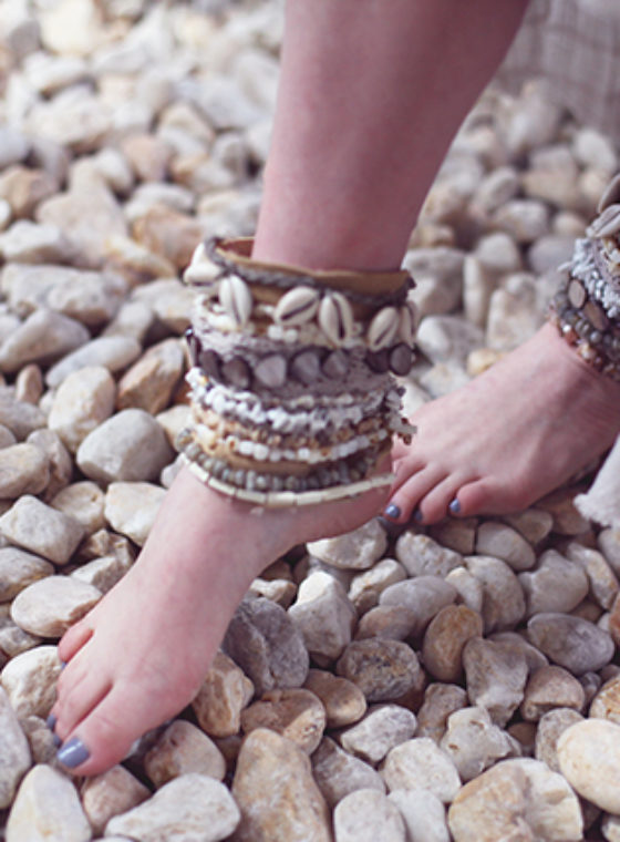 DIY Shell Embellished Ankle Cuffs