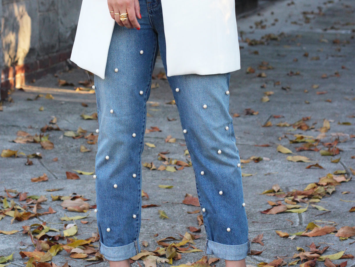 Make Your Own Pearl Accent Jeans - Creative Fashion Blog