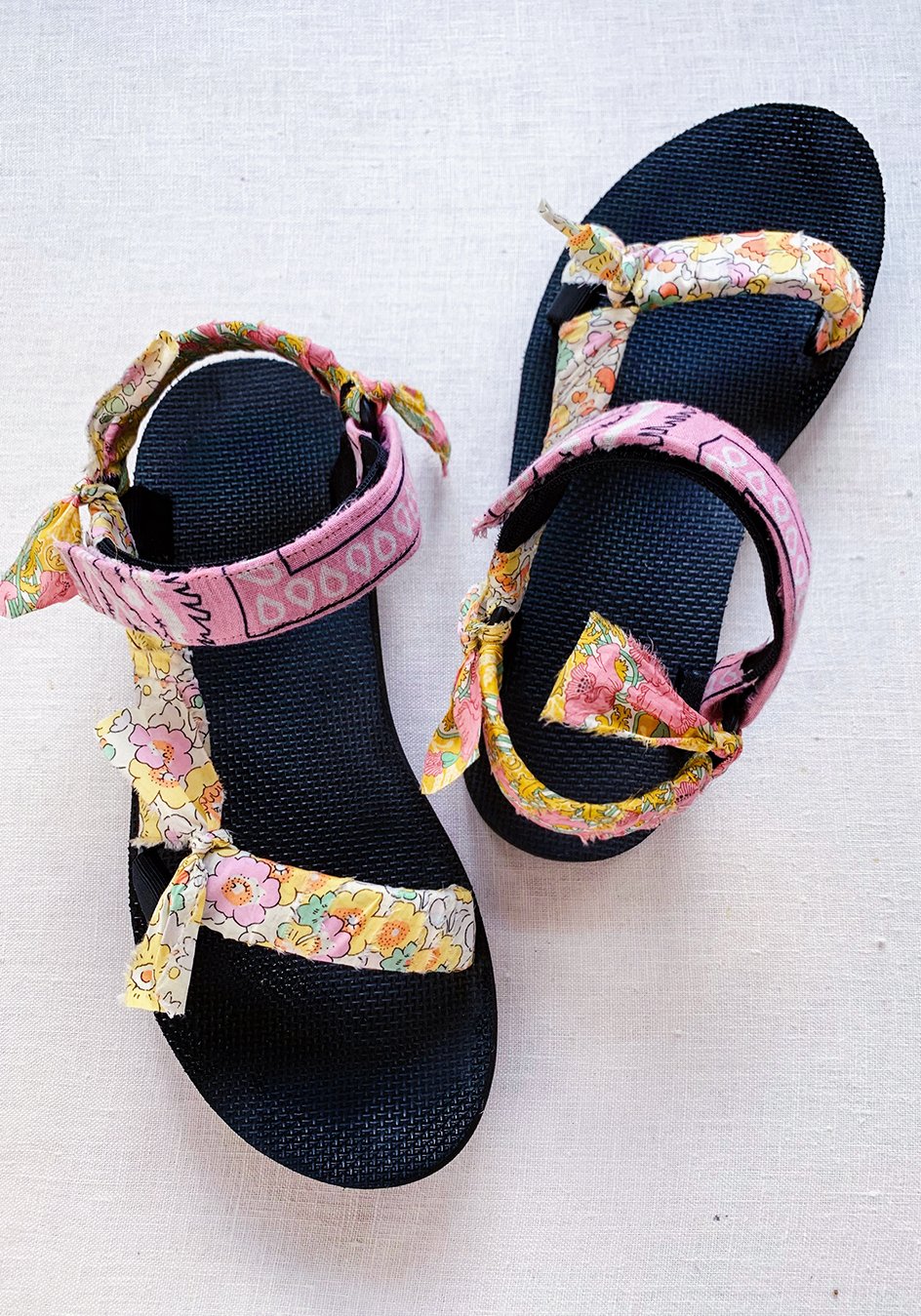 DIY Fabric Wrapped Teva Sandals - Honestly WTF