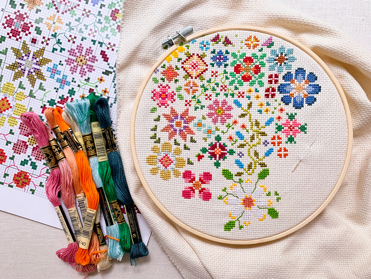 Enjoy Life Stamped Cross Stitch Kit Pre-Printed Pattern Embroidery Kit 