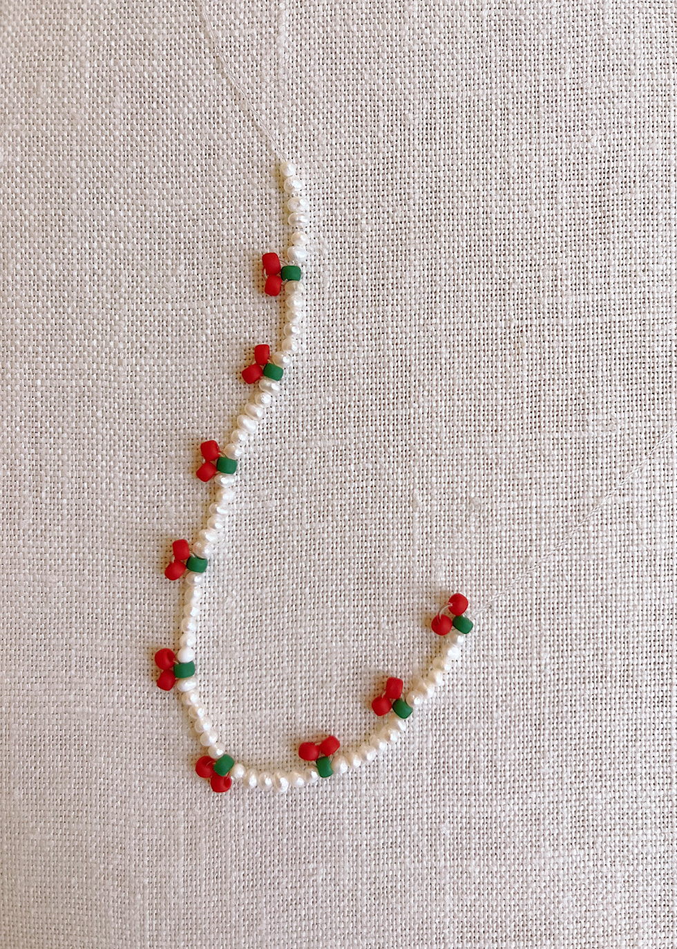 Beaded Cherry Bracelet handmade