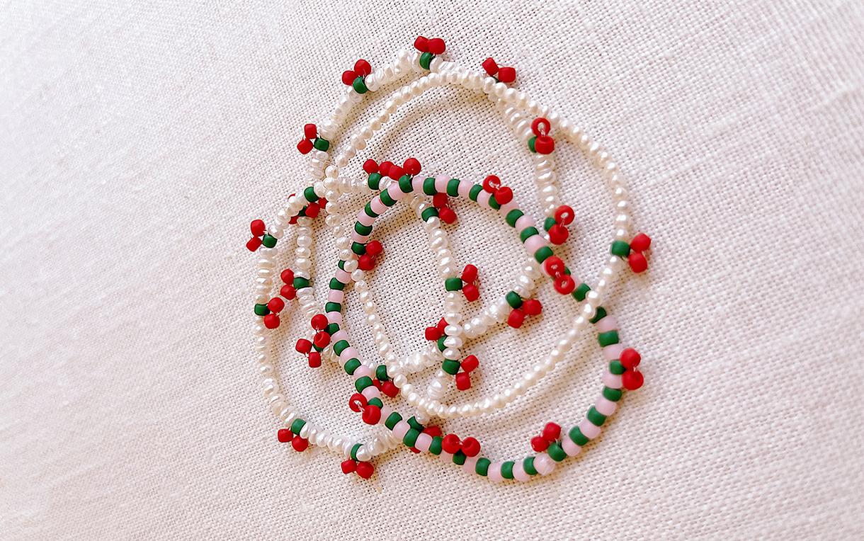 Beaded Cherry Bracelet handmade